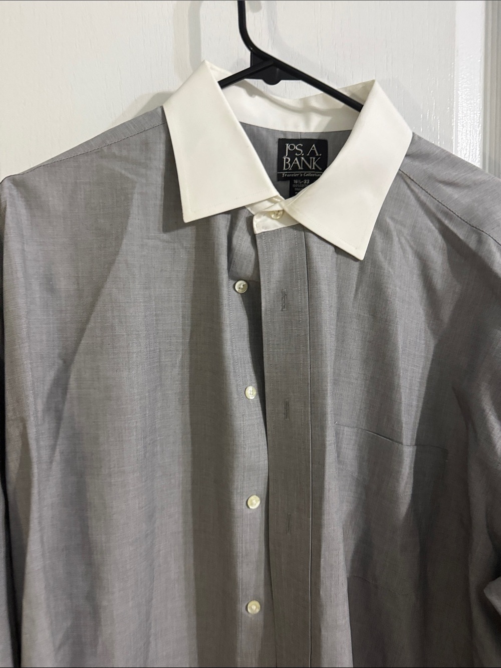 Jos. A. Bank Gray Dress Shirt with White Contrast Collar